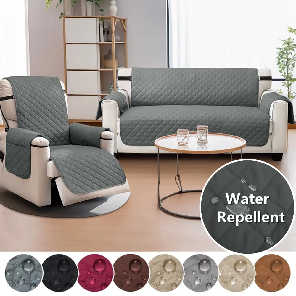 Reversible sofa cover with non-slip elastic straps for children dogs sofa cover