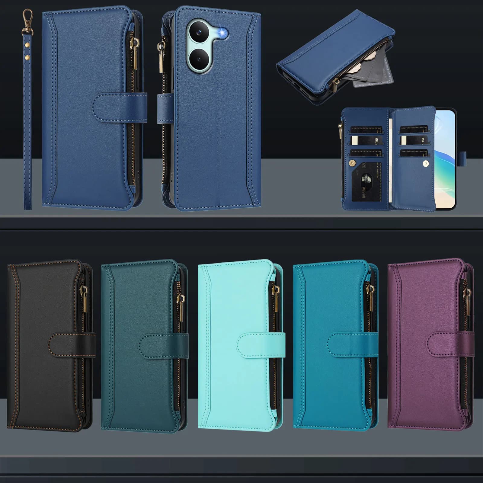 For Poco X8 Pro Max Luxury Zipper Wallet Case For Xiaomi Poco X8 X7 X6 X5 X4 X3 Pro GT NFC X6 Neo Leather Card Slot Phone Cover