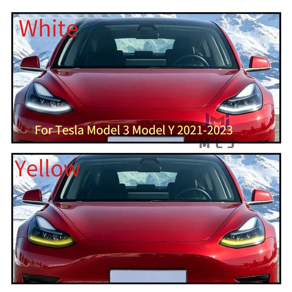 Scheda LED DRL con chip per Tesla Model 3 Model Y 2021-2023, ricambio faro Angel Eye bianco/giallo, accessori auto