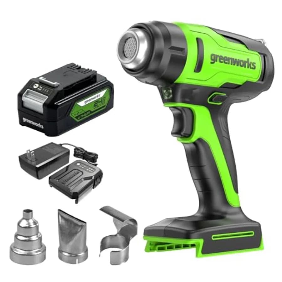 Kit Pistola Termica a Batteria 24V con Batteria 4.0Ah e Caricabatterie Inclusi - Utensile ad Aria Calda Fino a 1000°C ℉ /538 ℃ Con 3 Ugelli per Casa, Garage o Officina