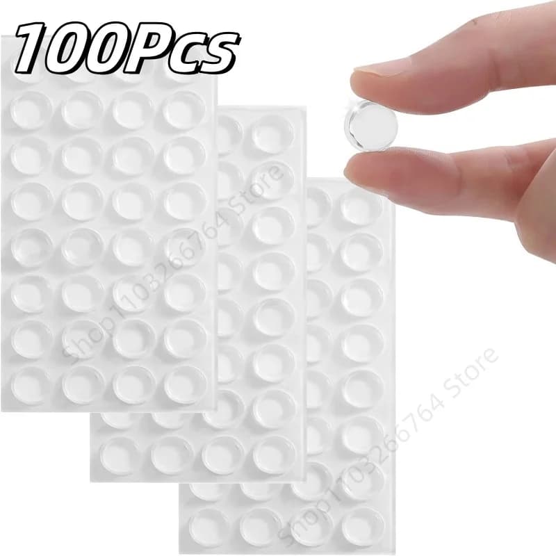 100Pcs Strong Self-Adhesive Clear Door Stopper Rubber Damper Buffer Cabinet Bumpers Furniture Dots Cushion Protective Pads
