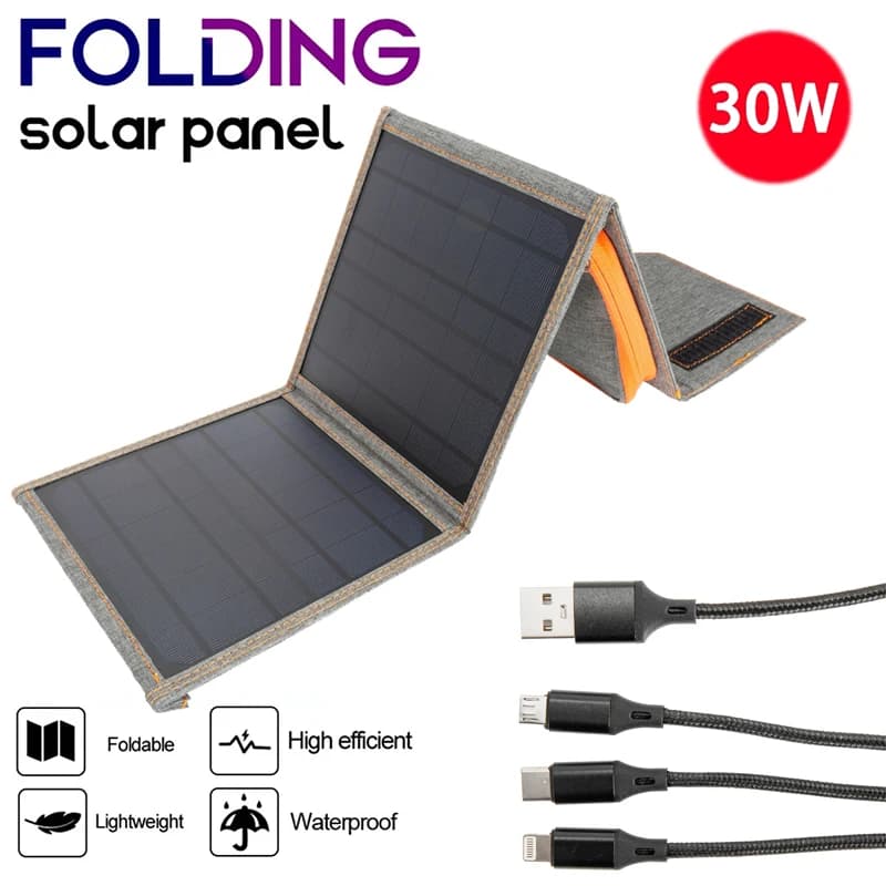 Pannello solare pieghevole portatile 5V 20W 30W impermeabile per telefono cellulare Power Bank Caricabatteria campeggio esterno turismo pesca