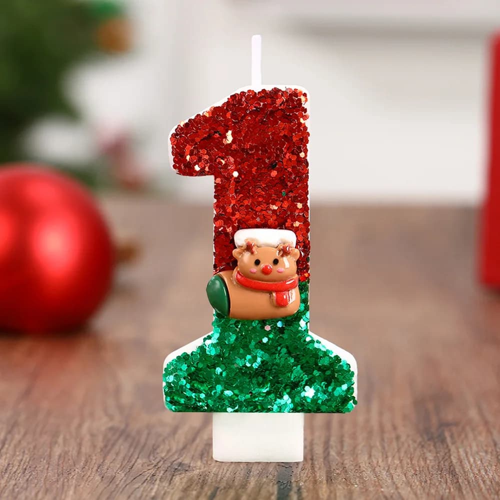 Christmas Walnut Birthday Candle Birthday Candle For Kids Red Sparkling Green Candle 1 Year Happy Birthday Candle For Christmas Holiday