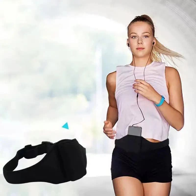 Black Adjustable Sports Belt with Microphone Door for Running, Microphone Carrier, Durable Neoprene Sport Belt