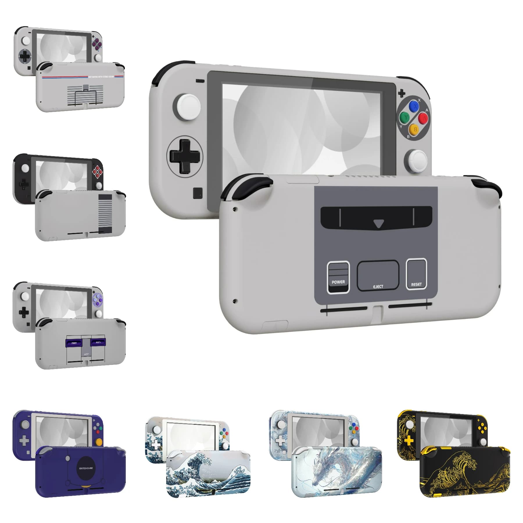 eXtremeRate Custodia protettiva per controller portatile con guscio di ricambio con schermo per Nintendo Switch Lite - Classica e fantasia