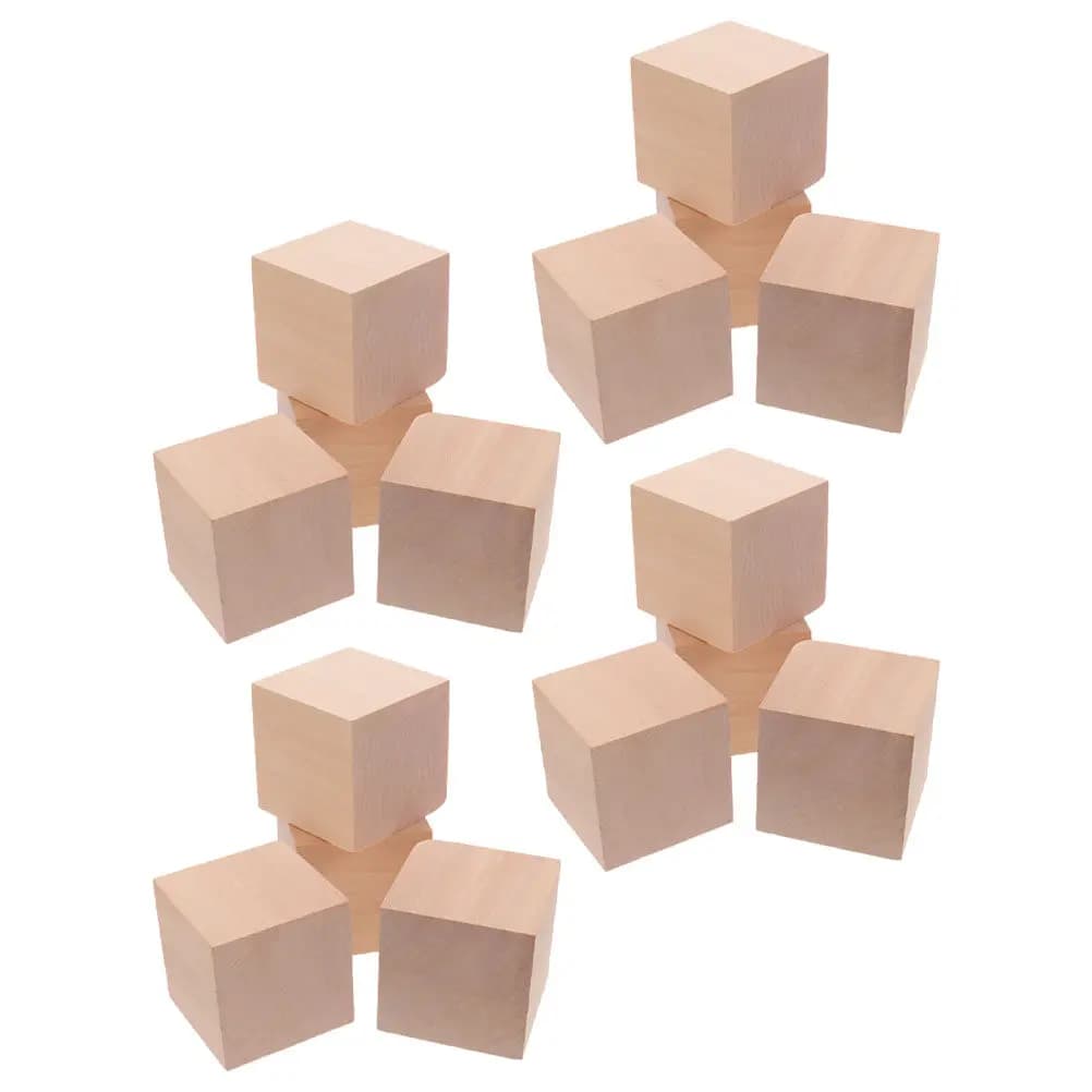Set di 30 Cubi di Legno Grezzi Ecologici, Blocchi Non Trattati per Artigianato, Kit Educativo Fai-da-Te, Gioco Didattico, Regalo per Bambini