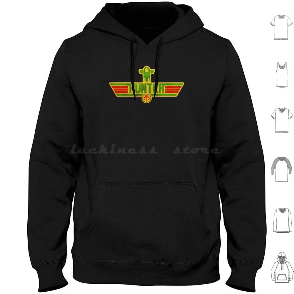 Hunter Fett Felpa con cappuccio in cotone a maniche lunghe Cultura pop Film fantascienti Mashup Crossover Parodia Militare Air Force Army Marines Usa