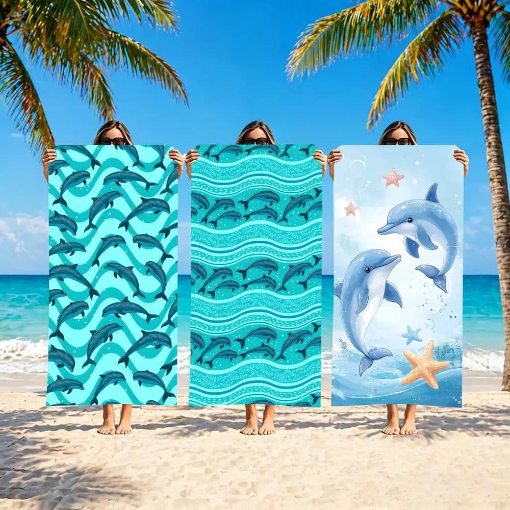 Asciugamano Art Dolphin, morbido, ideale per piscina, viaggi, palestra, doccia, campeggio, sport, ad asciugatura rapida, grande, per la spiaggia.