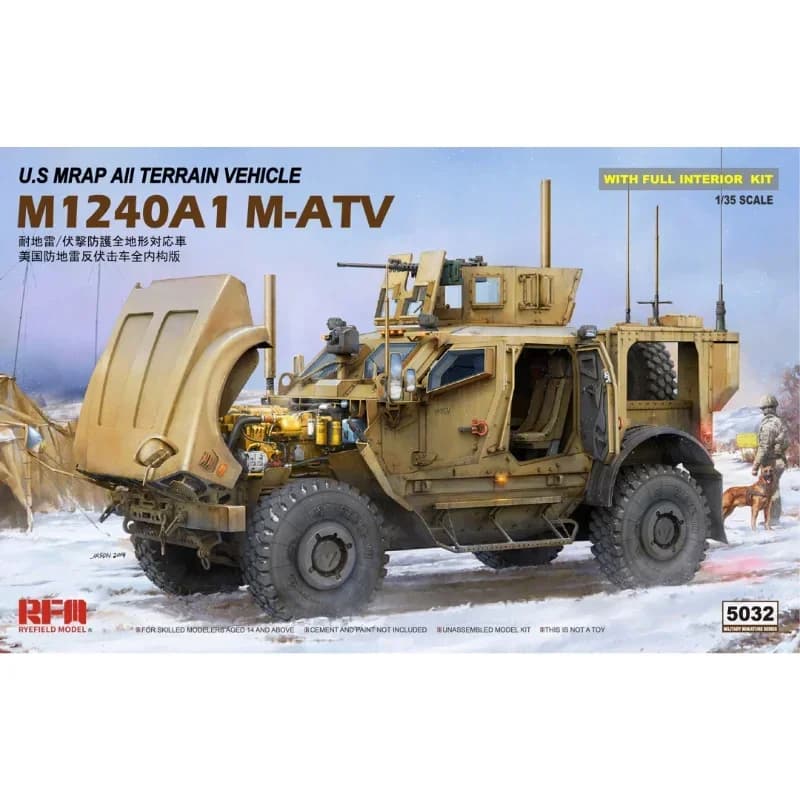 1/35 Ryefield modello RM-5032 US MRAP Veicolo fuoristrada M1240A1 M-ATV (con interno completo) Scala di montaggio giocattoli fai da te Kit modello