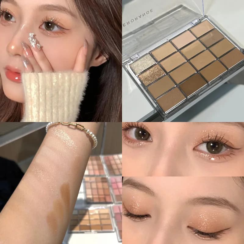 Palette di ombretti Herorange a 16 colori, opachi e brillanti, illuminanti sotto gli occhi, nude neutri per un trucco morbido quotidiano