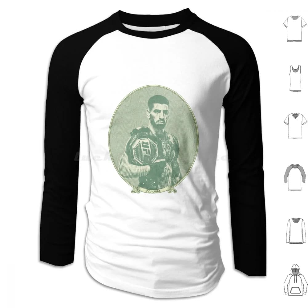 Ilia Topuria Dollar Bill Hoodie Cotton Long Sleeve Ilia Topuria Rich Wealthy Dollar Bill Money Belt Fighter Georgian