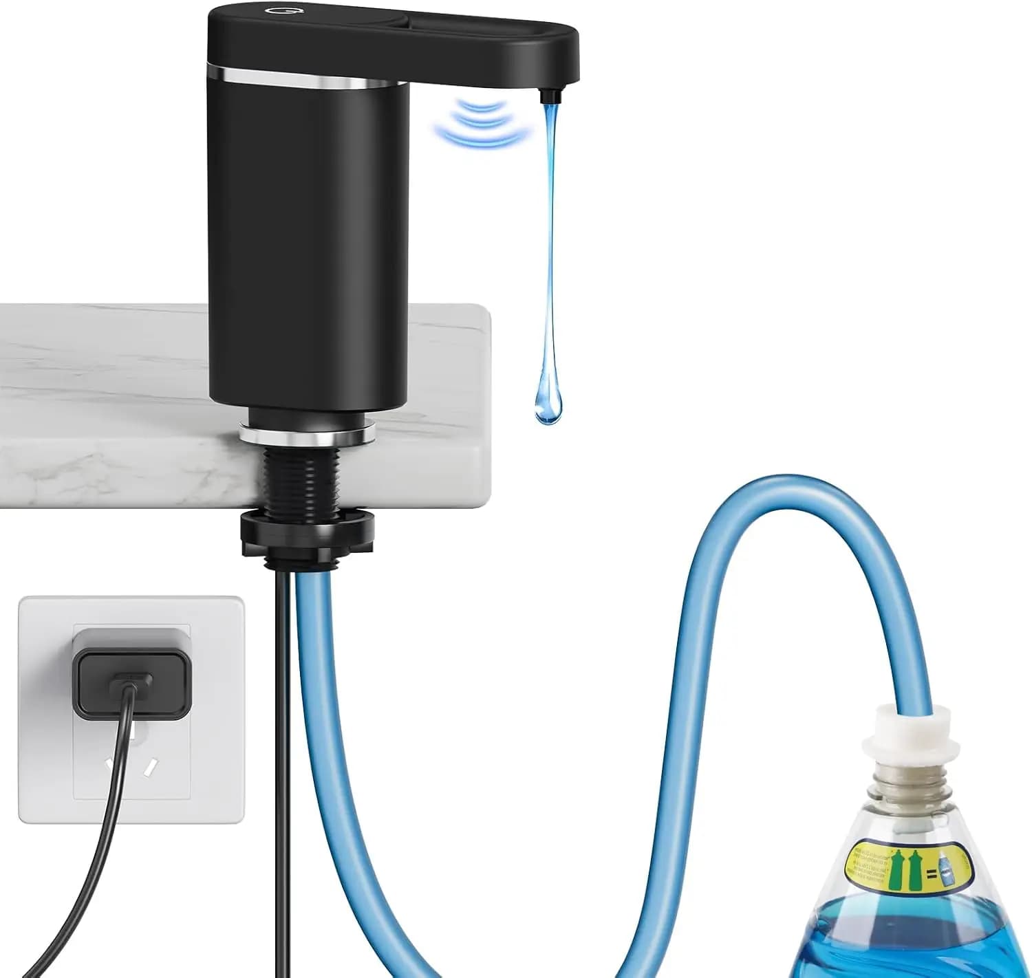 Dispenser automatico di sapone senza contatto per lavello da cucina, facile da installare, a prova di perdite, kit con tubo da 35 pollici