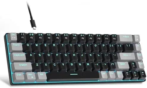 Tastiera da gioco meccanica MageGee 60% – Tastiera compatta cablata retroilluminata a LED con 68 tasti e interruttori rossi per PC/Mac