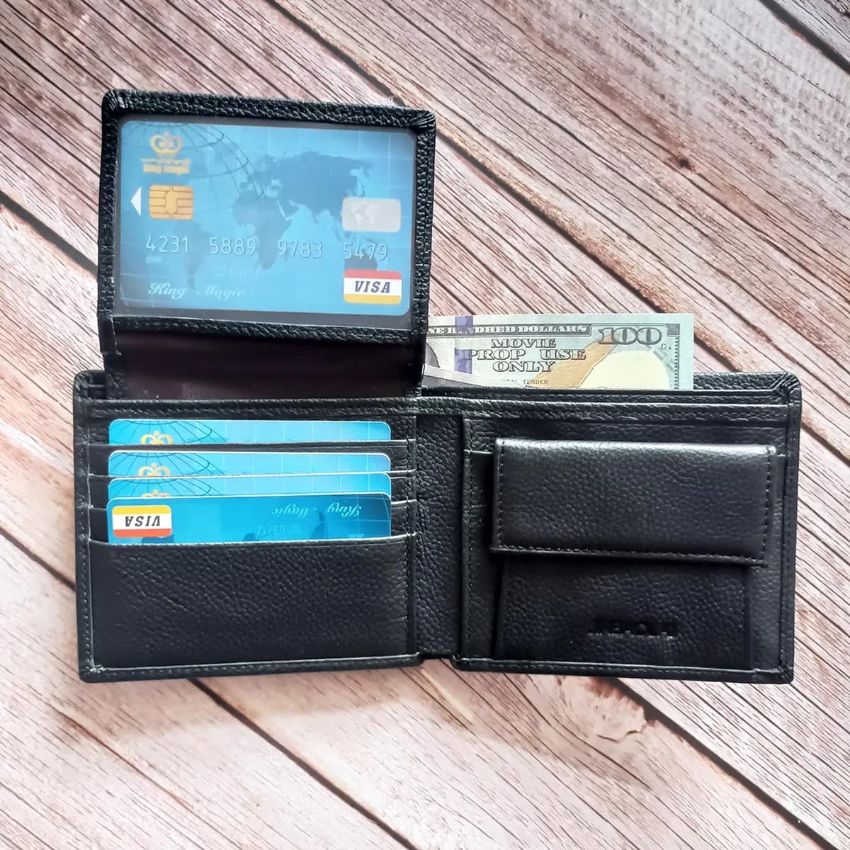 Portafogli da uomo in vera pelle alla moda Portafogli bifold da uomo d'affari con tasca portamonete
