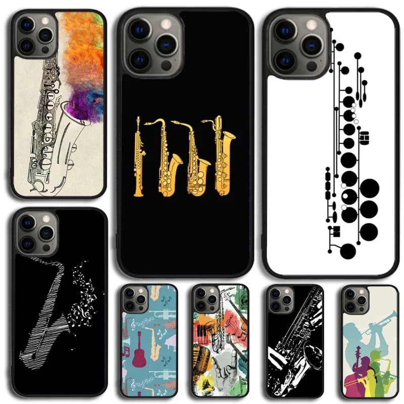 Musical Instruments Saxophone Phone Case For iPhone 17 Air 14 15 16 13 12 Max For Apple iPhone 17 Air 18 Pro Max Plus Coque