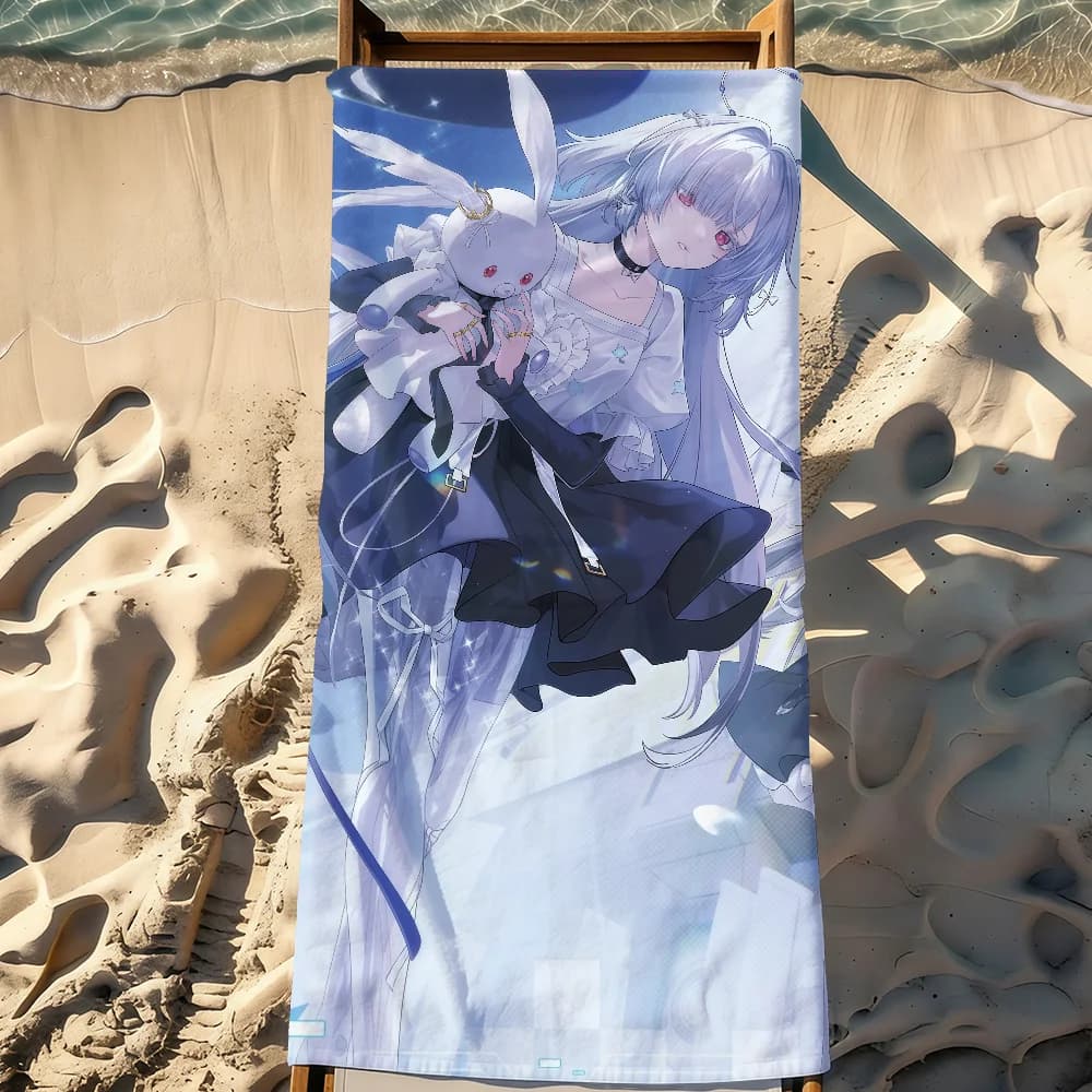 Asciugamano da spiaggia grande, morbido e leggero, anti-sabbia, per viaggi e campeggio, ad asciugatura rapida, per sport, Game WuWa Mornye