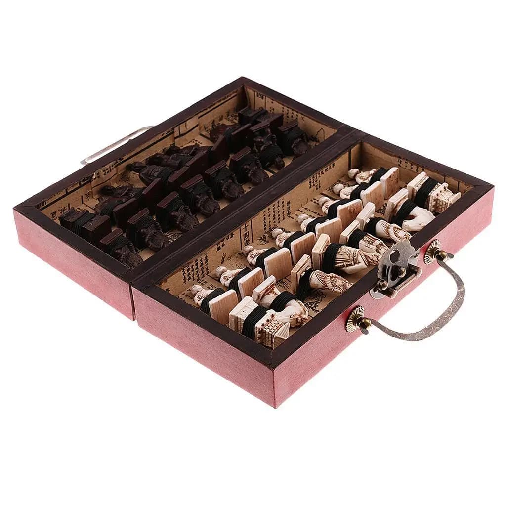 Set di Scacchi Cinesi in Legno, Scacchiera Pieghevole Portatile, Gioco da Tavolo Antico per Casa, Regalo, Collezione