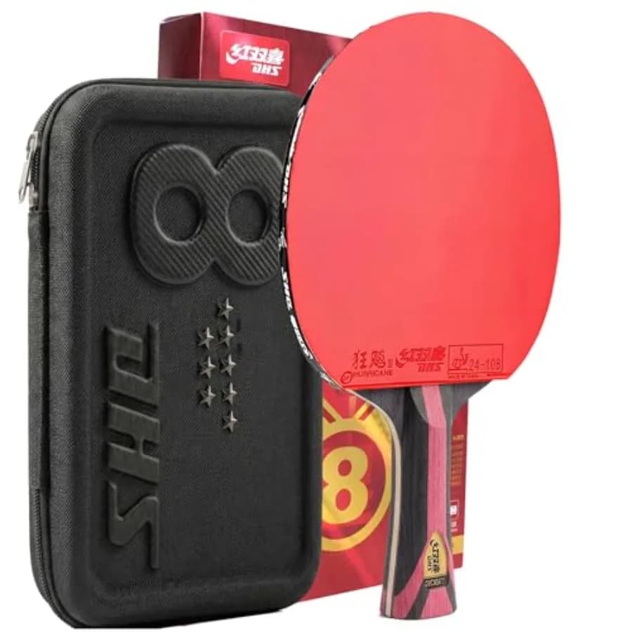 Racchette da Ping Pong, Racchetta da Tennis da Tavolo con Hurricane 3 per Alta Velocità e Rotazione, per Giocatori Offensivi Avanzati, Manico Fla