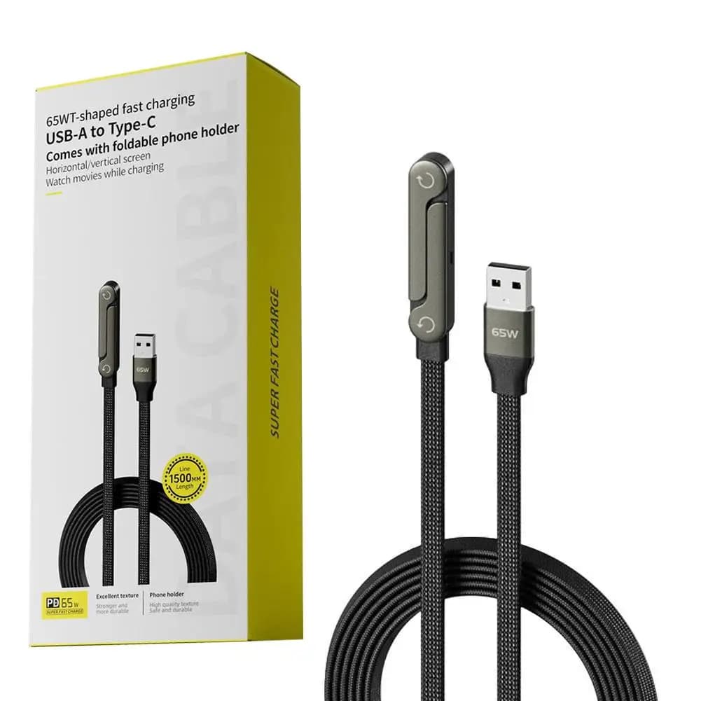 Cavo di Ricarica Rapida 240W 360 ° Supporto Pieghevole Regolabile con Cavo Intrecciato per Ricarica Xiaomi, Samsung, iPhone 17