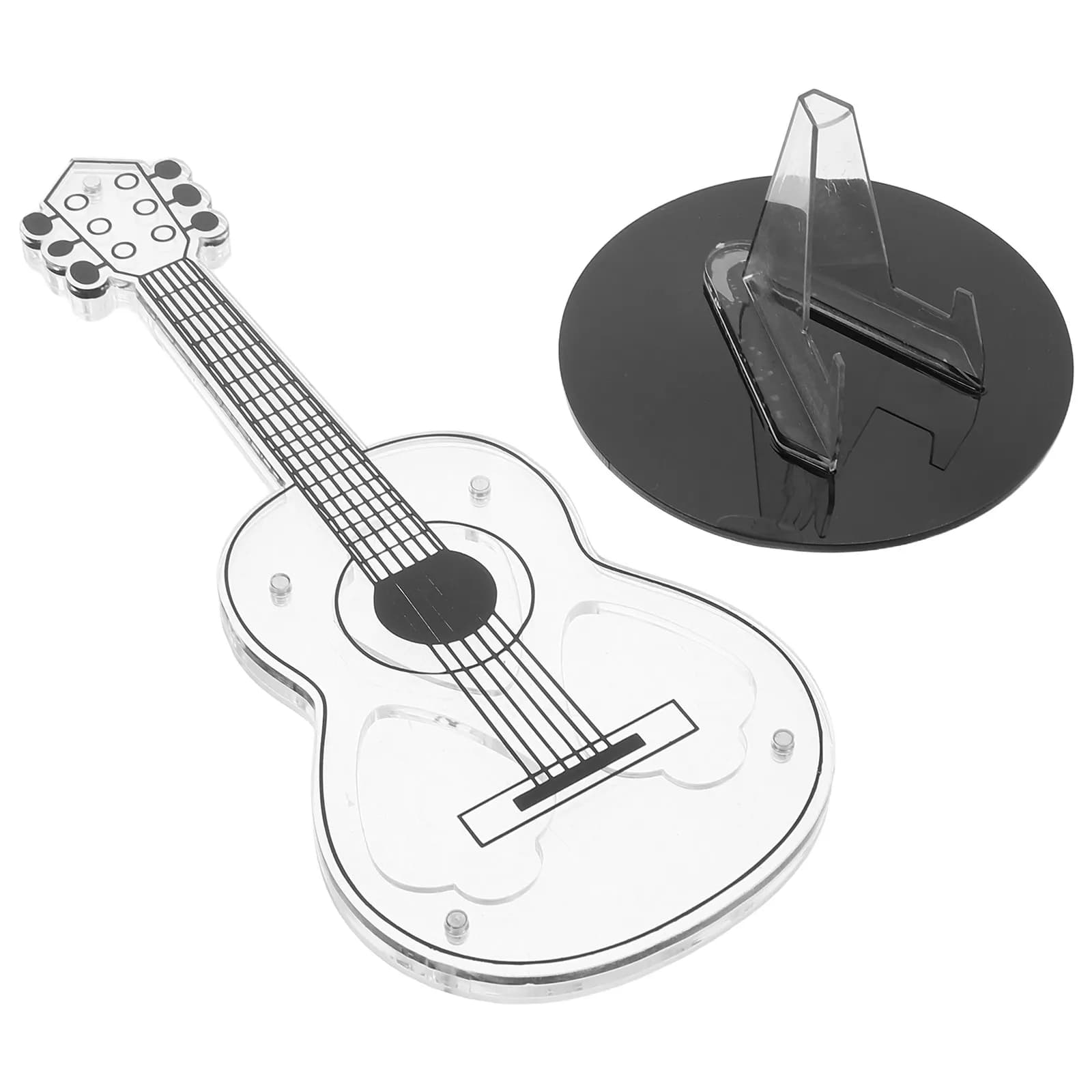 Guitar Pick Holder Acrylic Transparent Electric Guitar Shaped Display Case for Picks Storage Organization Elegant Music Room
