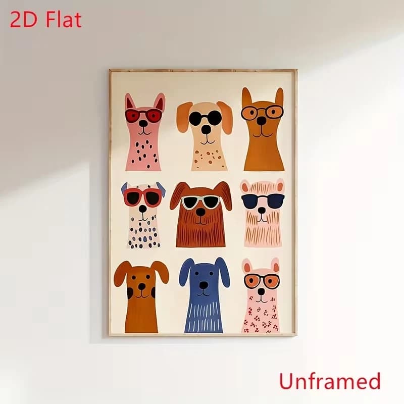 Modern Cartoon Stylish Dog Wall Art Print Canvas Painting Poster Picture For Living Room,Bedroom Home Decor