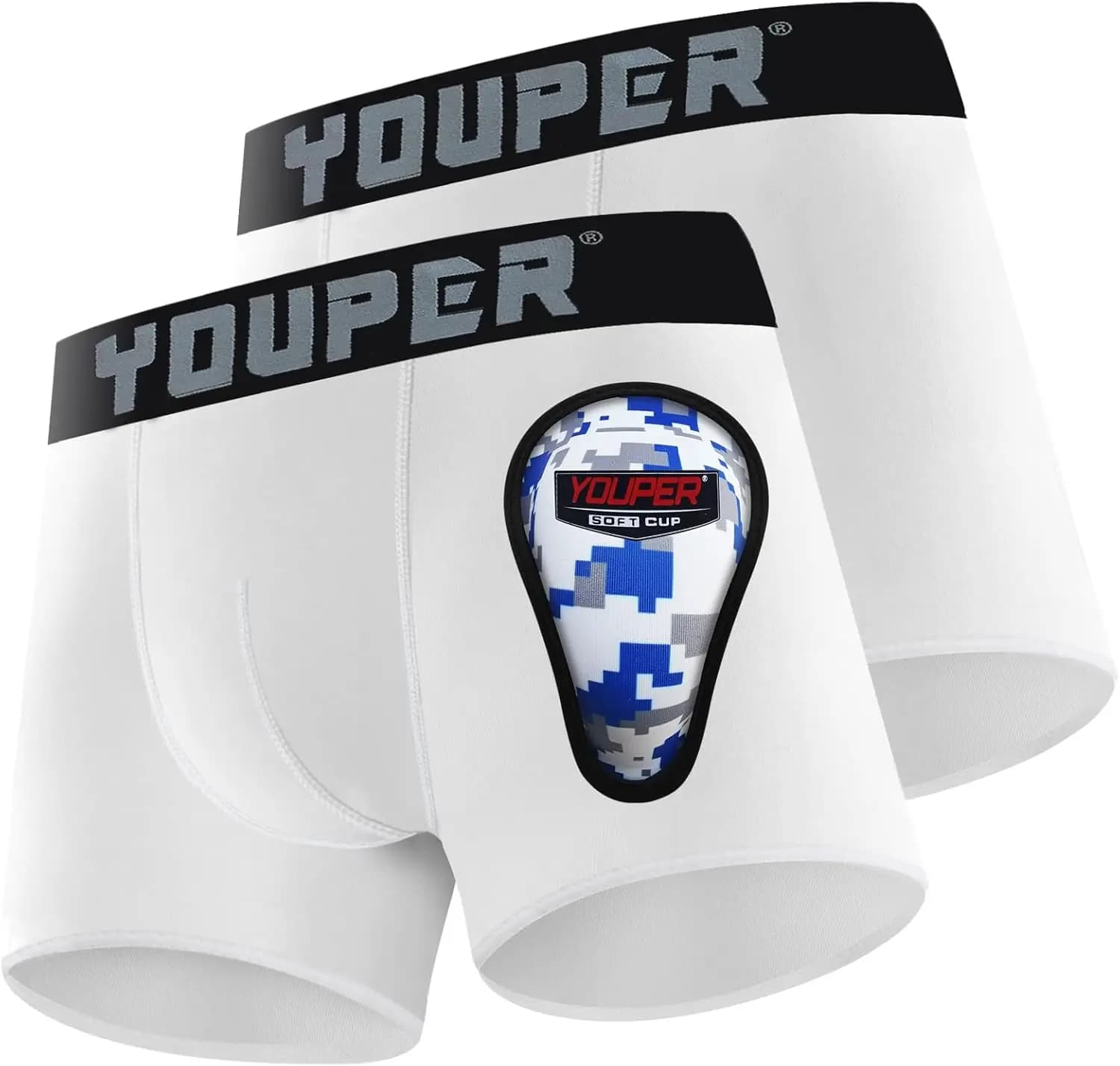 Compression intimacy for young people with soft baseball and football protection, pack of 2 sports briefs