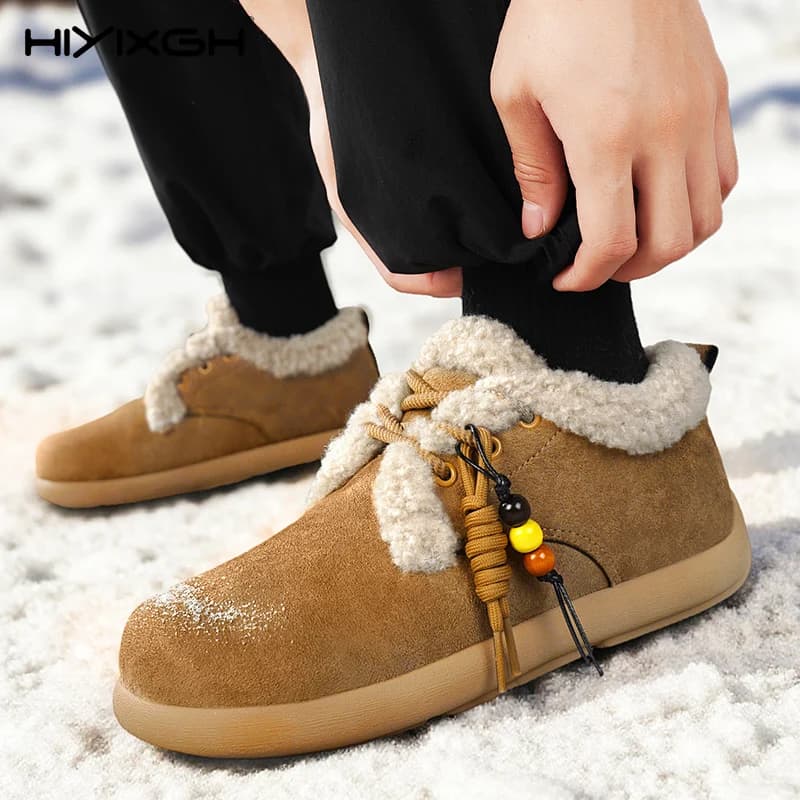 Stivali da neve invernali Scarpe casual da uomo Pelliccia alla caviglia Pelle calda Cowboy Combattimento Moto Chelsea Escursionismo all'aperto Designer di lusso
