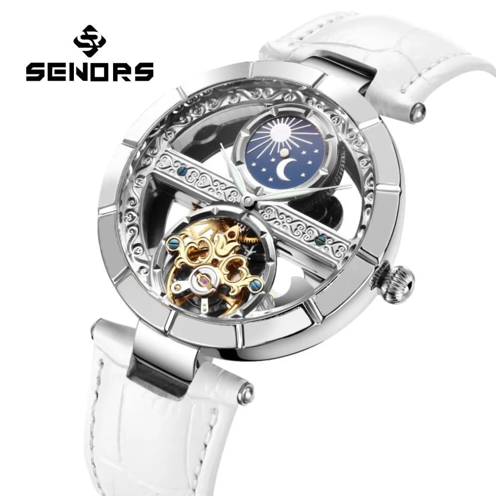 Orologi meccanici Tourbillon scheletro impermeabile da donna di lusso Night Glow Beauty elegante orologio meccanico per le donne