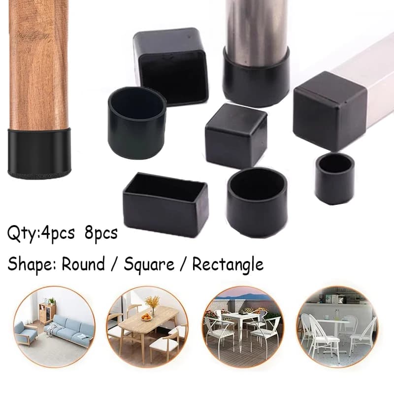 8/4 pezzi quadrati tappi per gambe di sedie in silicone antiscivolo in silicone piedi per mobili coperture tavolo sedia gamba tappi terminali coperture protezioni per pavimenti
