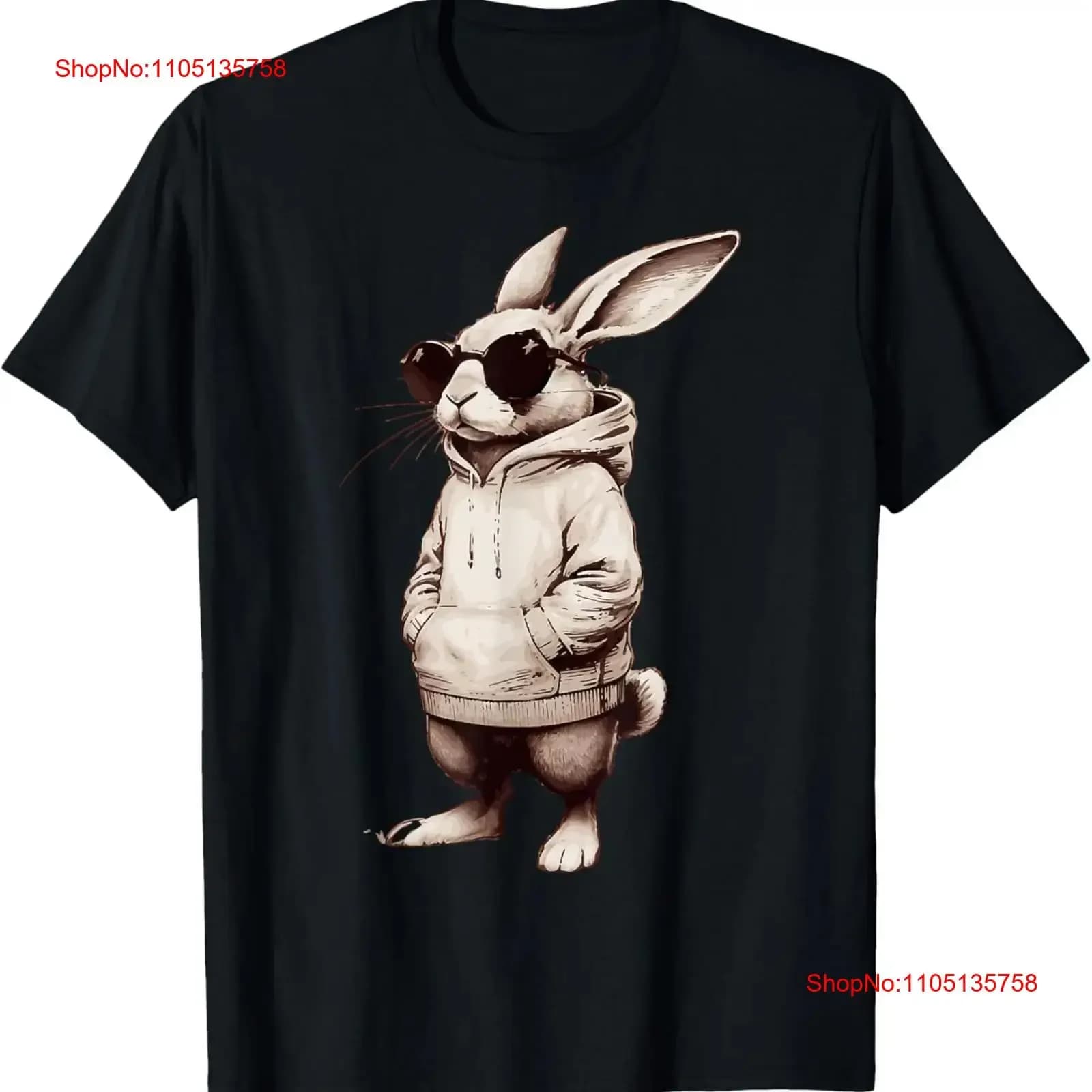 Rabbit Face with Sunglasses Easter Day for Boys Men Children T-shirt vintage washed Breathable Fashion Elegant