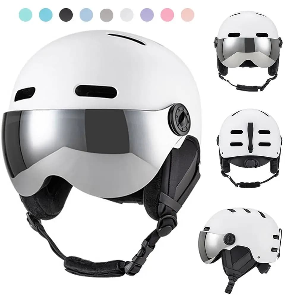Nuovo casco da sci antivento con occhiali in schiuma EPS ABS casco da snowboard sicurezza guscio protettivo 2 in 1 per uomo e donna