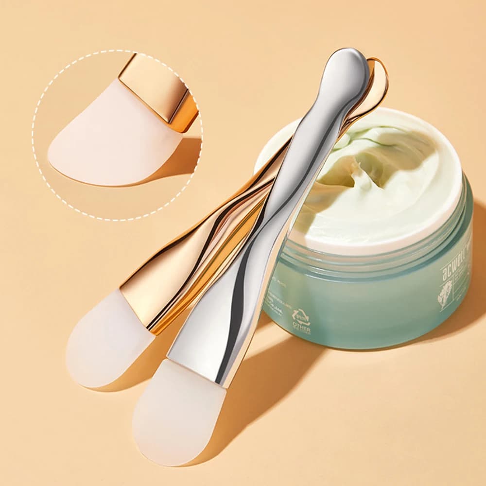 Pennello per fondotinta, pennelli per trucco, pennello in silicone per maschera, pennello a doppia punta per applicazione maschera viso, strumento di bellezza speciale per maschere di fango e pulizia del viso