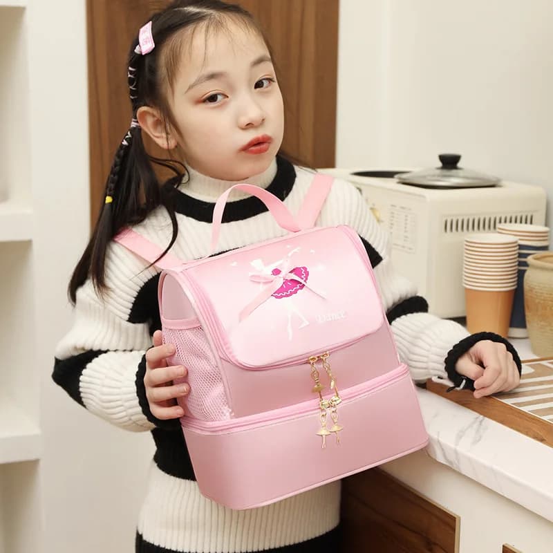 Zaino da ballo per bambine 2024 Nuovo Zaino a doppia spalla per danza classica e latina Borsa sportiva per bambini Accessori per ginnastica e fitness