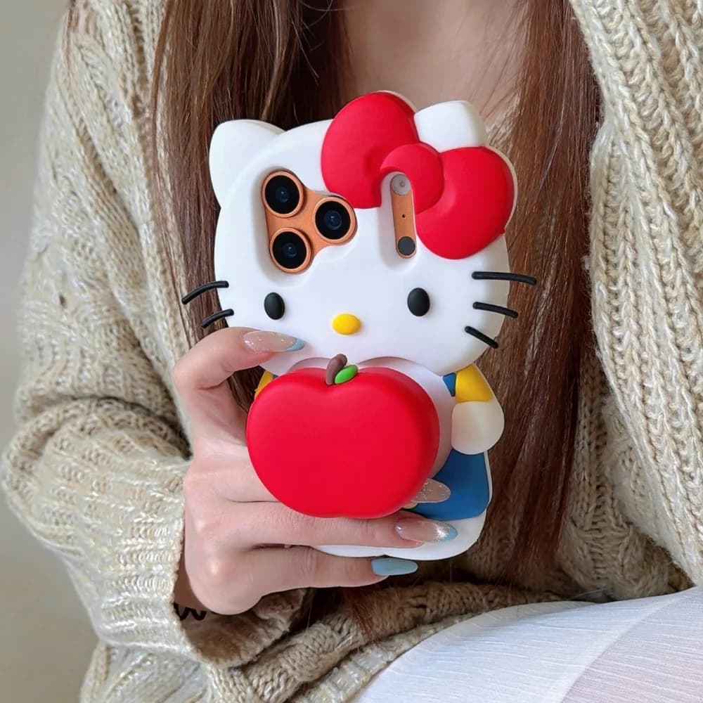 Custodia per telefono Sanrio Hello Kitty simpatico cartone animato per iPhone 17 Pro Max 16 E 15 14 Plus 13 Pro Max 12 Cover morbida in silicone con supporto