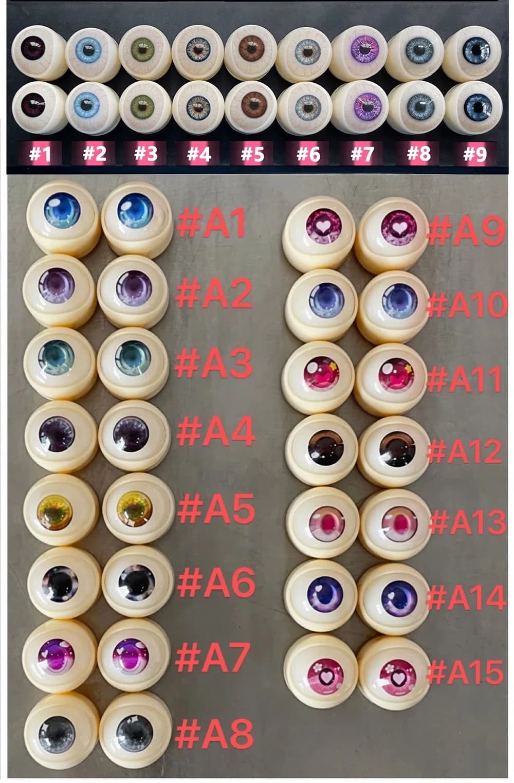 Occhio di plastica per occhi di bambola in silicone nero blu verde marrone argento grigio viola giallo ambra bulbo oculare per bambola del sesso TPE