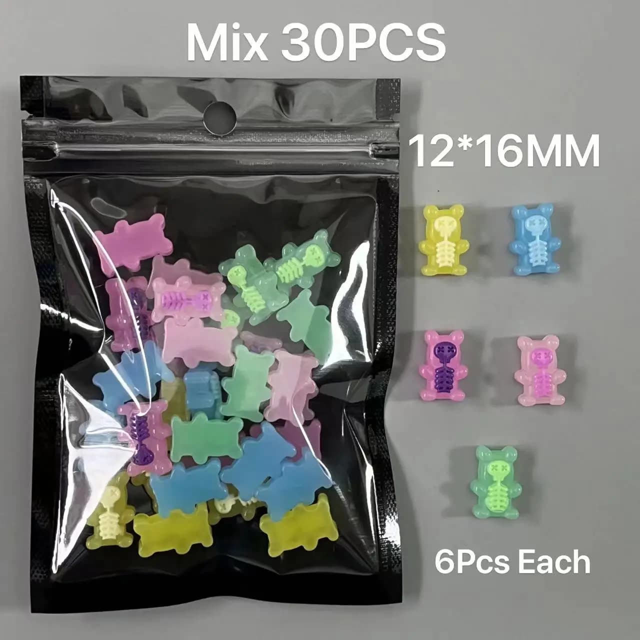 30Pcs Mix Cartoon Bear Bunny Halloween Skull Junk Phone Case Ipadcase XXL Long Nail Art Resin Decoration Charms Diy Crafts