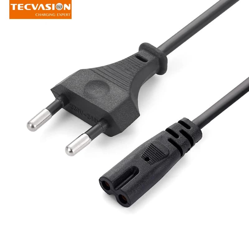 Black Extension Cable EU 1.5M 2pin IEC320 US for portable charger Dell printer Canon radio speaker PS4 XBOX Sony
