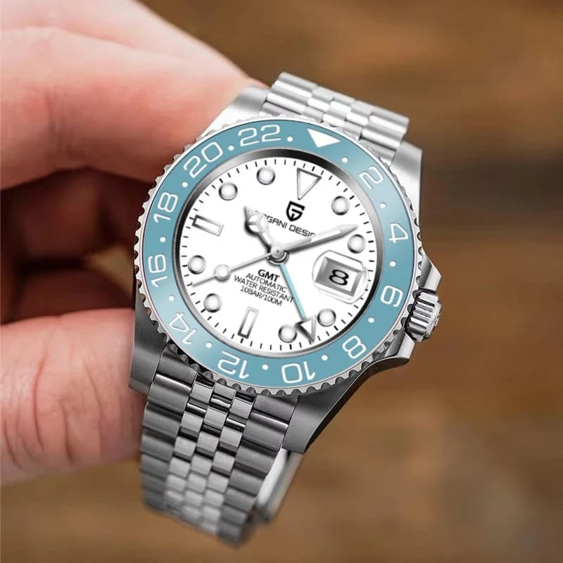 PAGANI DESIGN Top Brand Sapphire GMT Watch Men 100M Waterproof Clock Sport Watches Mens Mechanical Wristwatch Relogio Masculino