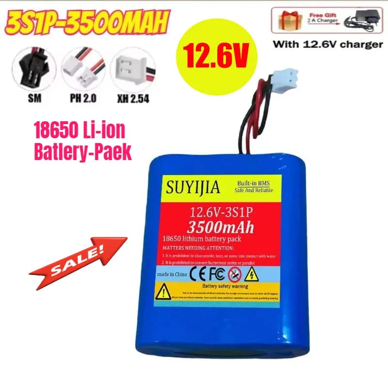 Batteria agli ioni di litio 3S1P/12.6V 3S1P -18650 Batteria agli ioni di litio 3500mAh/11.1V 18650 Utilizzata per: CCTV, telecamera, alimentatore di backup