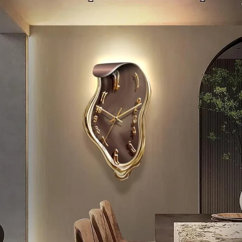 Orologio da Parete Moderno di Lusso, Design Artistico Unico, Cornice Dorata, Silenzioso, per Soggiorno, Camera da Letto, Decorazione di Alta Gamma per Casa e Ufficio