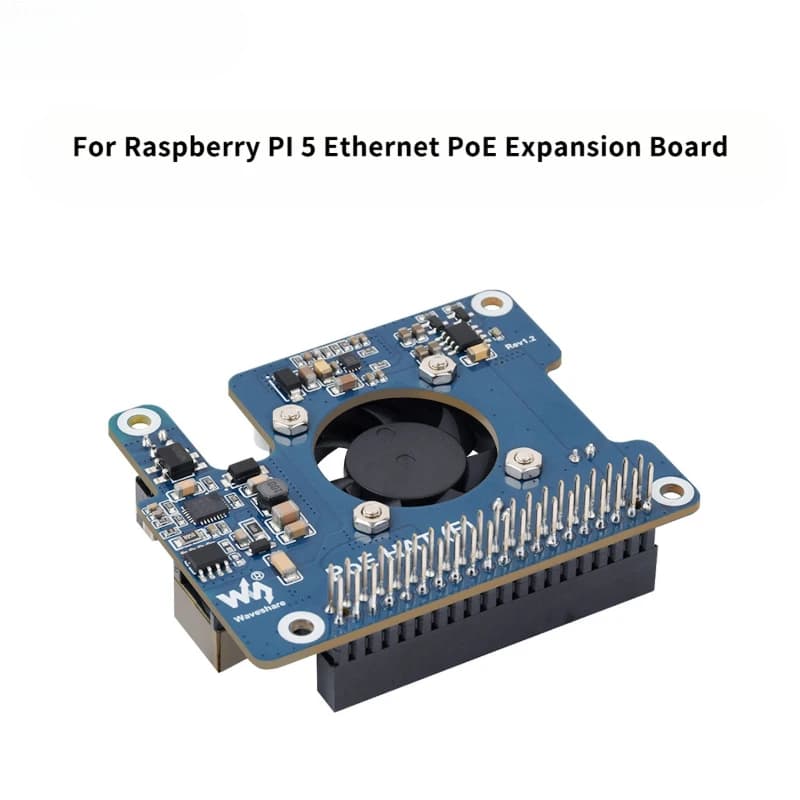 The expansion board Raspberry PI 5 Ethernet Poe supports 802.3af/at with cooling fan and heat sink