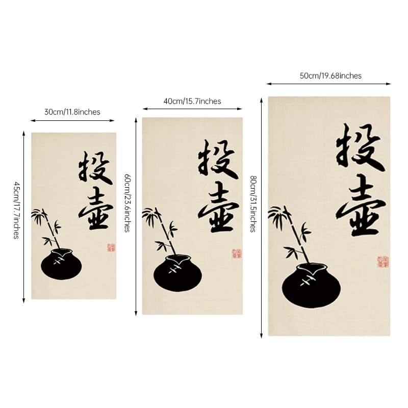 Zen Style Chinese Teahouse Half Door Curtain Partition Signboard Curtain for Tea Room Homestay Kitchen Restaurant Interior Decor