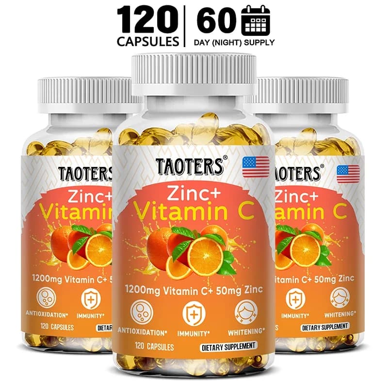 Taoters Integratore di vitamina C + zinco - Alta assorbimento - Sistema immunitario, vitamine per la salute della pelle - Integratore antiossidante