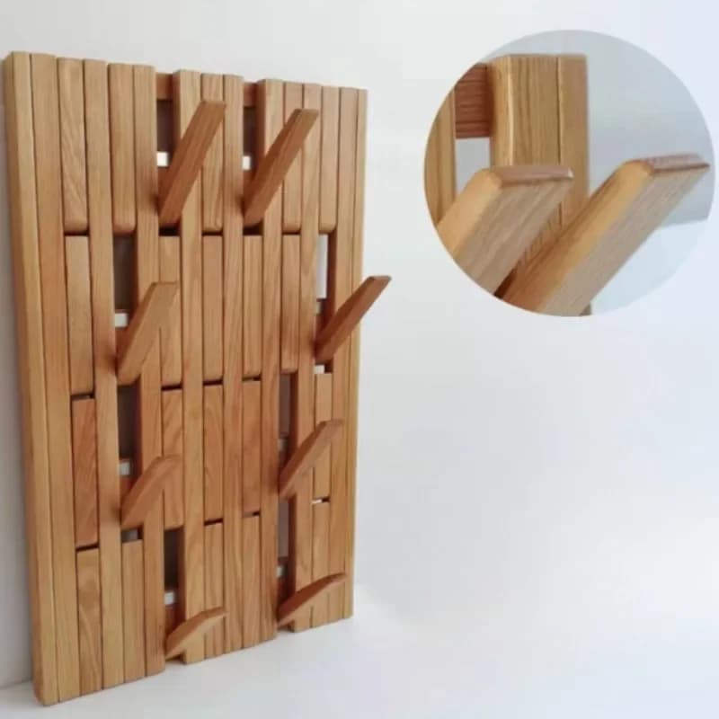 Solid Wood Wall-mounted Clothes Hanging Creative Hallway Living Room Hat Rack Home Clothing Storage Hangers Organization A279