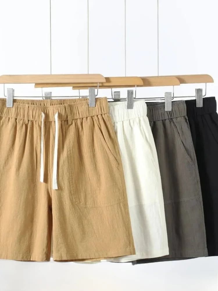Casual Cotton Linen Blend Men's Shorts Comfortable Breathable Summer Fashionable Versatile Texture Shorts Standard Fit Folded...
