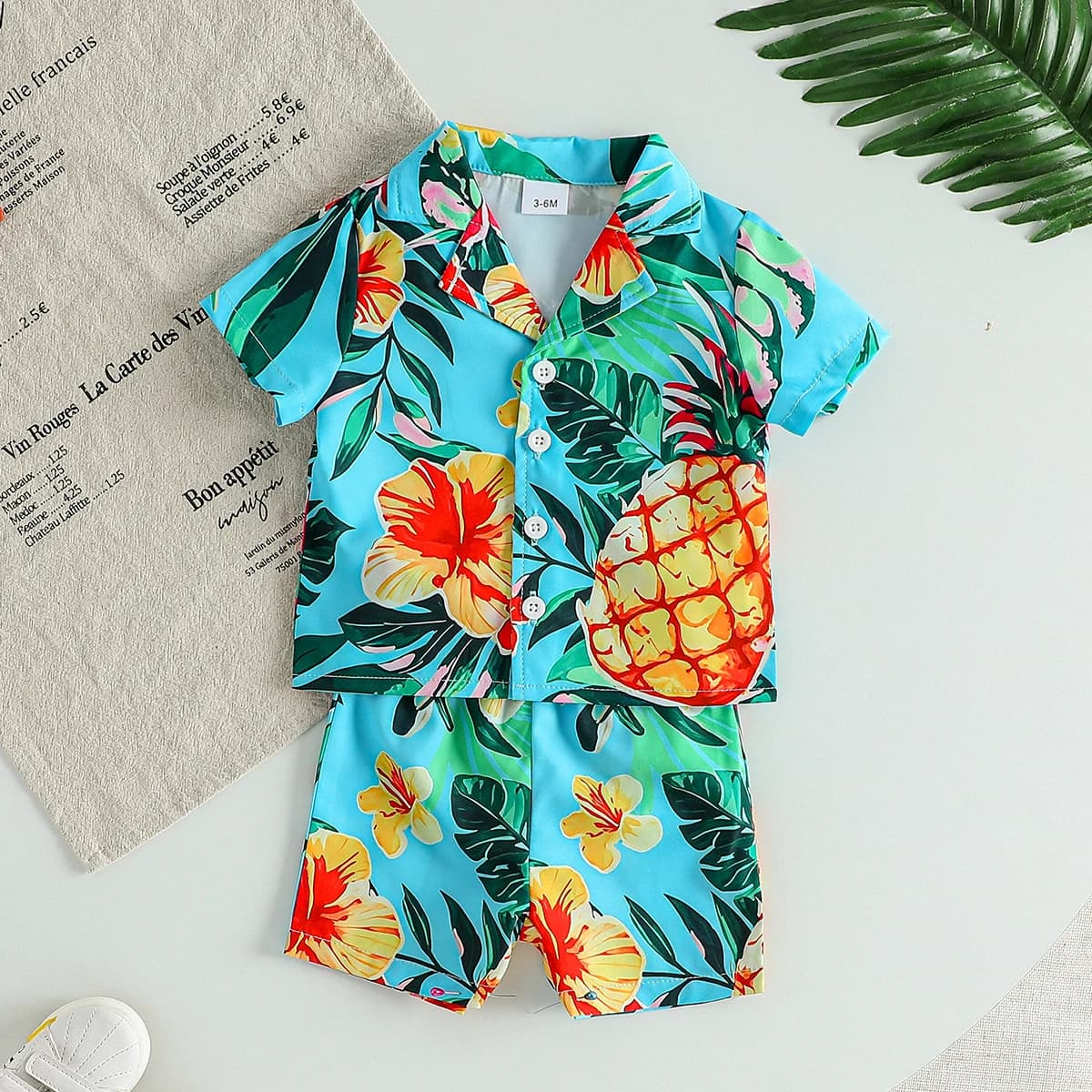 Set di camicie da spiaggia per bambini estivi Ragazzi Camicie stampate larghe per bambini Stile vacanza di moda Manica corta + Pantaloni corti Abiti per set da 1-3 anni