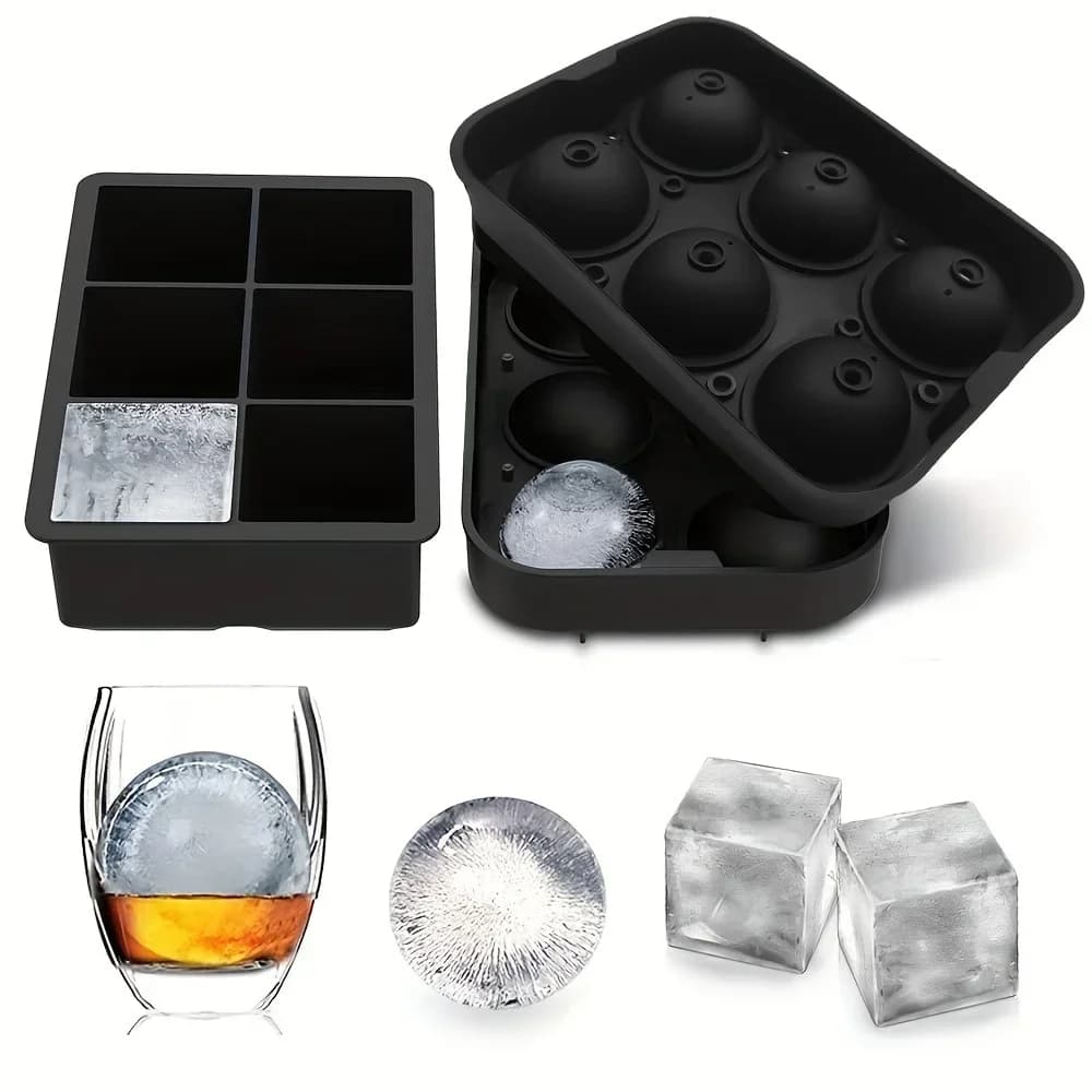 Stampi per Cubetti di Ghiaccio in Silicone a Forma di Sfera con Coperchio per Whisky e Cocktail Bourbon Riutilizzabili e Senza BPA