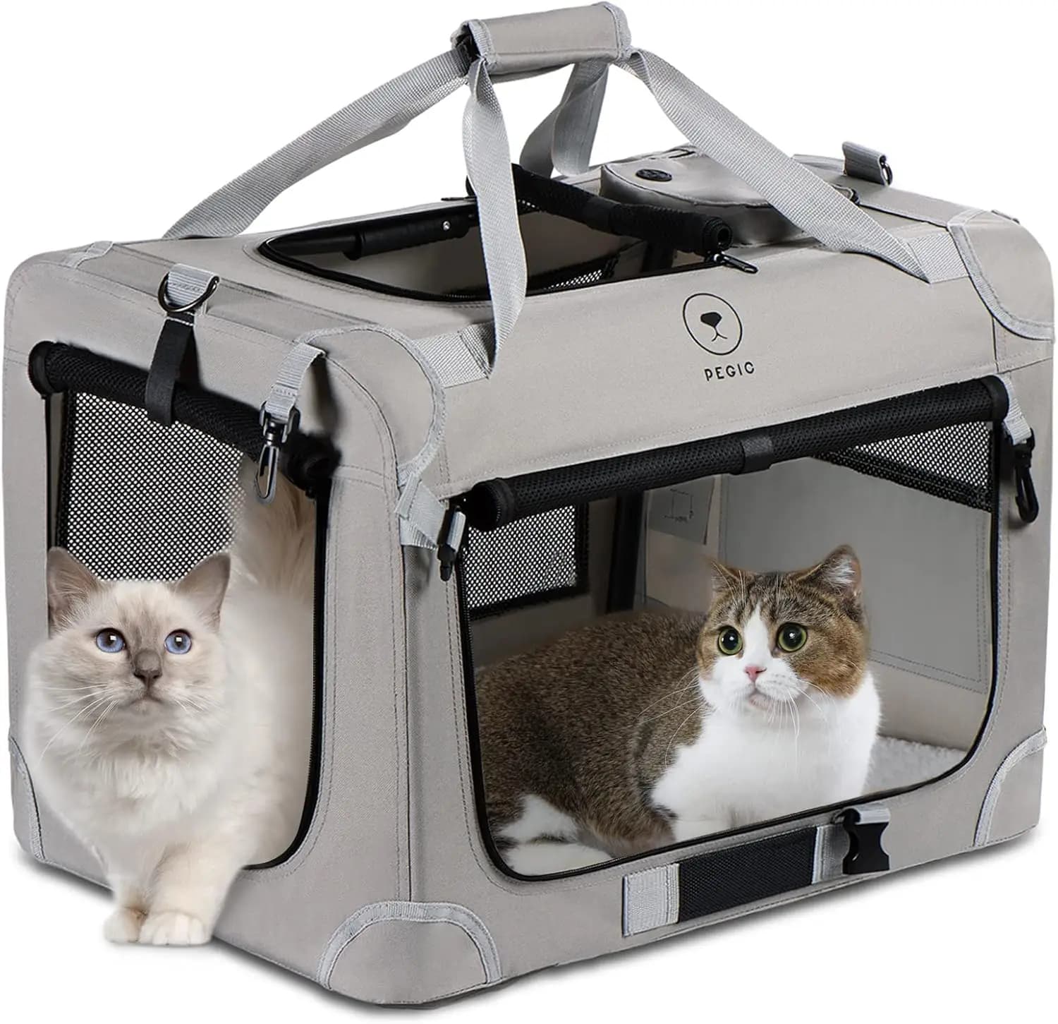 Trasportino Extra Large per 2 Gatti, Borsa Morbida per il Trasporto di Animali Domestici, 61x41x41 cm