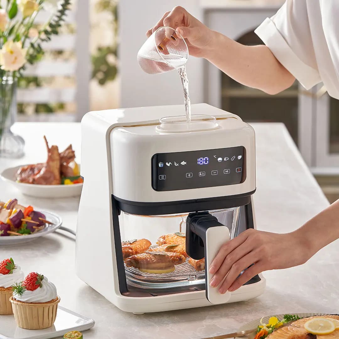 Wanmi 4.5L friggitrici ad aria per uso domestico forno elettrico visivo trasparente intelligente macchina integrata multifunzionale automatica 220V