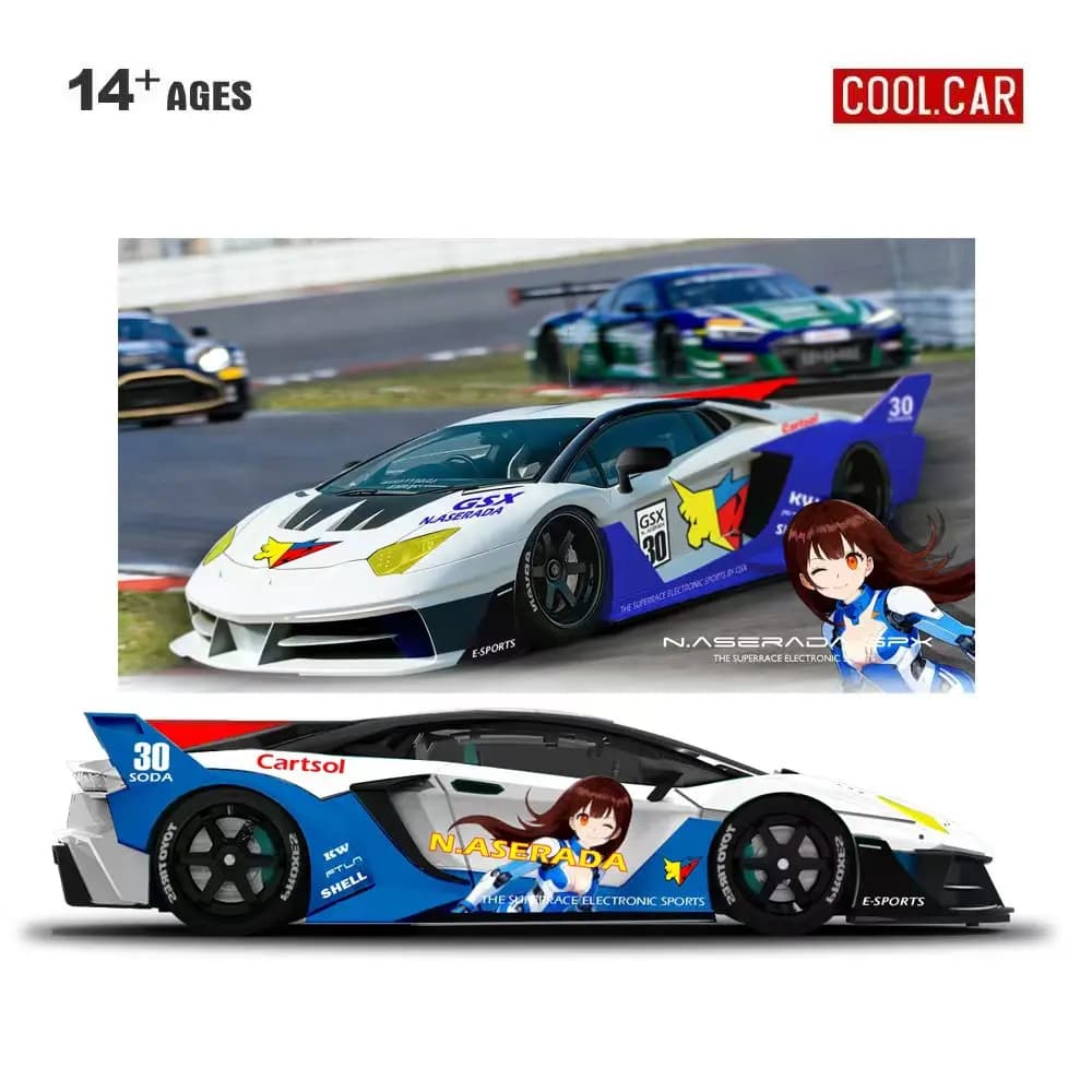 Modellino Auto Sportiva GTEVO Superrace 1:64 in Lega con Verniciatura Elettronica Simulata per Collezione, Esposizione e Regalo